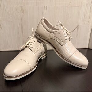 Marelbo Men’s Casual Beige Cream Oxford Shoe Leather Size 40 Made In Romania